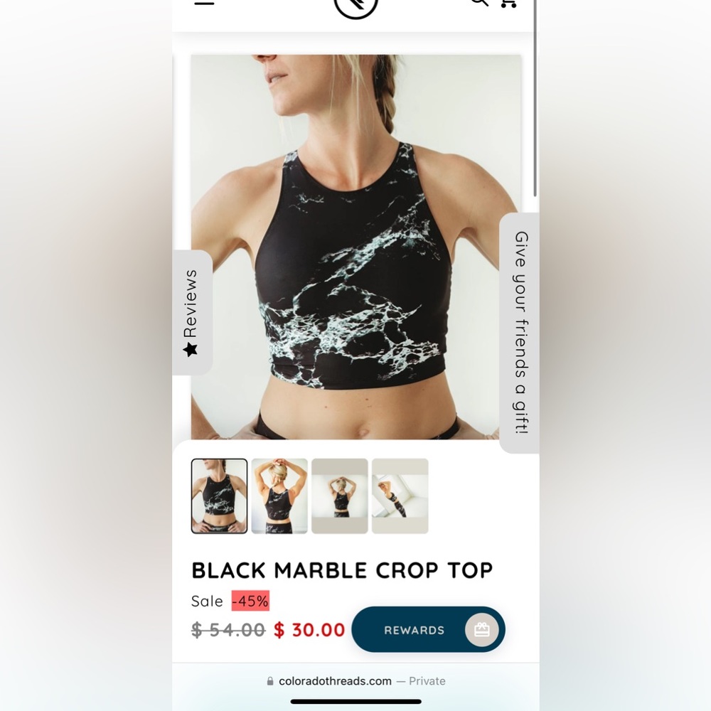 Colorado Threads - White Marble Crop Top - Picture 2 of 3